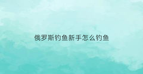 俄罗斯钓鱼新手怎么钓鱼