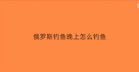 俄罗斯钓鱼晚上怎么钓鱼(俄罗斯钓鱼钓大鱼技巧)
