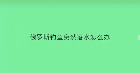 俄罗斯钓鱼突然落水怎么办(俄罗斯钓鱼水底)