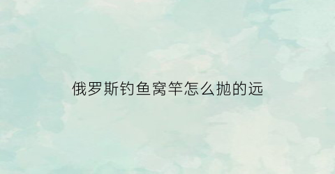 俄罗斯钓鱼窝竿怎么抛的远(俄罗斯钓鱼打窝杆子怎么用)