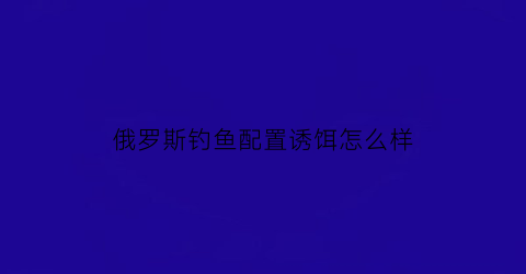 俄罗斯钓鱼配置诱饵怎么样(俄罗斯钓鱼鱼饵)