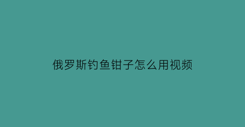 俄罗斯钓鱼钳子怎么用视频(俄罗斯钓鱼钳子怎么用视频教学)