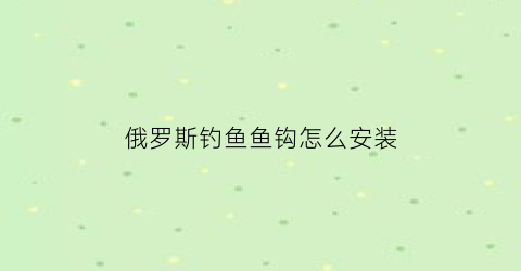 俄罗斯钓鱼鱼钩怎么安装(俄罗斯钓鱼钓组怎么弄)