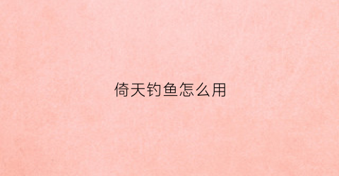 倚天钓鱼怎么用(新倚天外传钓鱼伴侣)