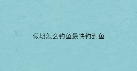 假期怎么钓鱼最快钓到鱼(假期技巧)