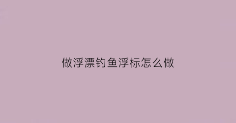 做浮漂钓鱼浮标怎么做(做浮漂钓鱼浮标怎么做好看)