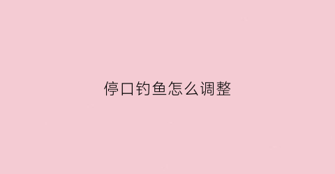 停口钓鱼怎么调整(钓鱼停口)