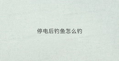 停电后钓鱼怎么钓(停电了鱼怎么办)