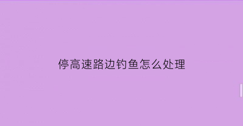 “停高速路边钓鱼怎么处理(停高速路边钓鱼怎么处理罚款)