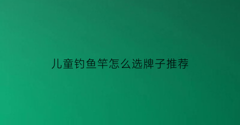 儿童钓鱼竿怎么选牌子推荐(儿童钓鱼杆怎么装)