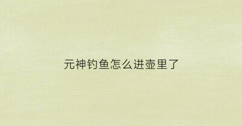 元神钓鱼怎么进壶里了(原神钓鱼功略)