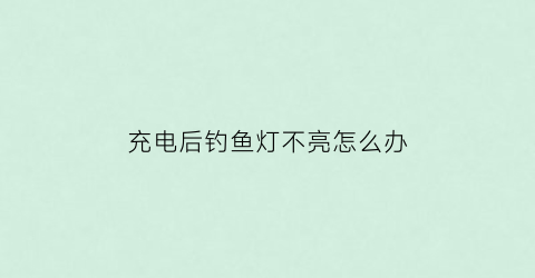 充电后钓鱼灯不亮怎么办(钓鱼灯充电后不亮了)