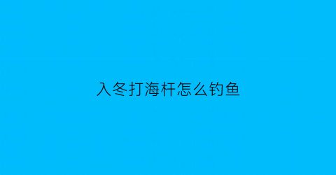 入冬打海杆怎么钓鱼(冬天海杆钓鱼技巧)
