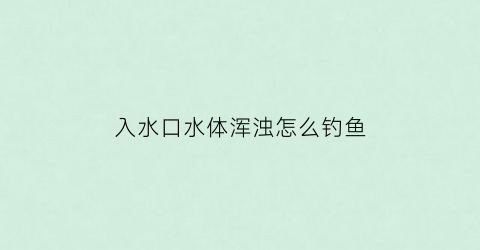 入水口水体浑浊怎么钓鱼