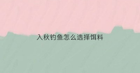 入秋钓鱼怎么选择饵料(入秋钓鱼用什么饵料好)