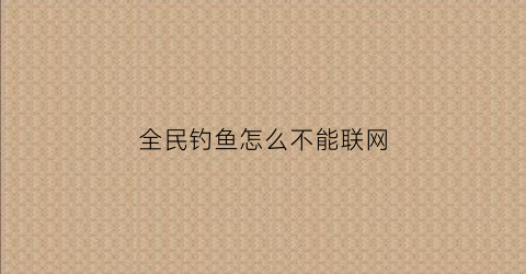 全民钓鱼怎么不能联网(全民钓鱼能提现吗)