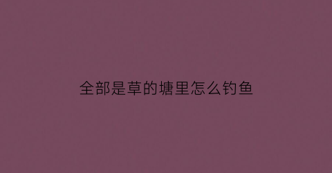 全部是草的塘里怎么钓鱼(草塘钓鱼用什么饵料)