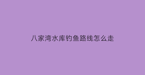 “八家湾水库钓鱼路线怎么走(去八家湾)