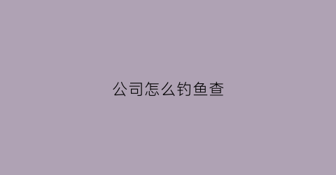公司怎么钓鱼查(公司怎么钓鱼查违章)