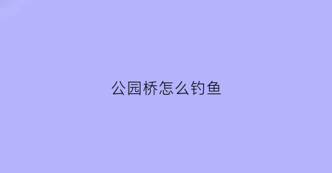 公园桥怎么钓鱼