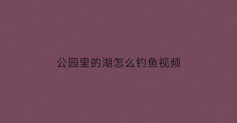 公园里的湖怎么钓鱼视频(公园湖里钓鱼怎么处罚)