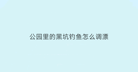 “公园里的黑坑钓鱼怎么调漂(花园黑坑)