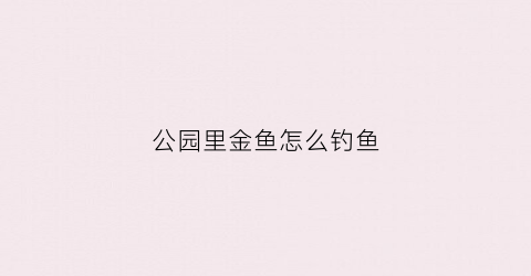 公园里金鱼怎么钓鱼(公园钓金鱼鱼饵是什么做的)