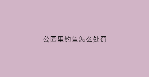 公园里钓鱼怎么处罚