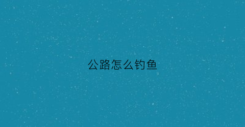 公路怎么钓鱼