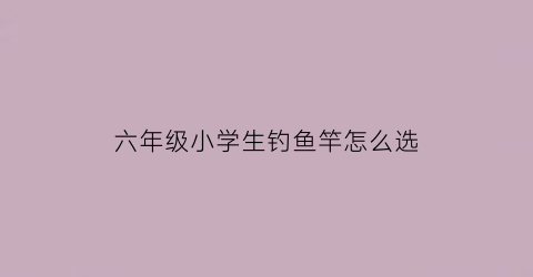 六年级小学生钓鱼竿怎么选(六年级小学生钓鱼竿怎么选合适)
