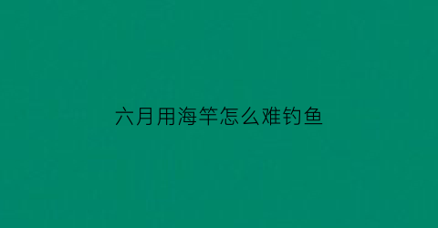 六月用海竿怎么难钓鱼(6月份适合海钓吗)