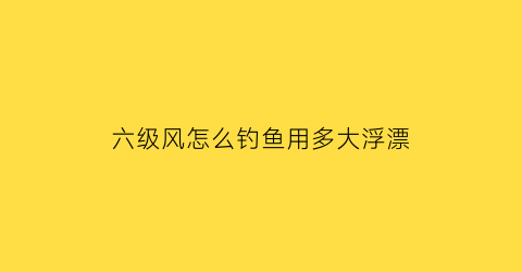 六级风怎么钓鱼用多大浮漂