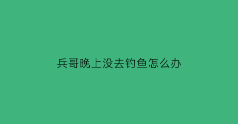 兵哥晚上没去钓鱼怎么办(兵哥哥没时间聊天吗)