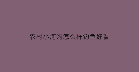 农村小河沟怎么样钓鱼好看(农村小河沟如何利用)