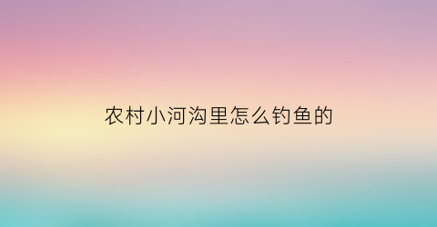 农村小河沟里怎么钓鱼的(小河沟里钓鱼怎么钓)