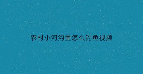 农村小河沟里怎么钓鱼视频(小河沟野钓技巧)