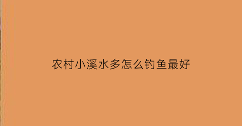 农村小溪水多怎么钓鱼最好(小溪里钓鱼用什么饵好钓)