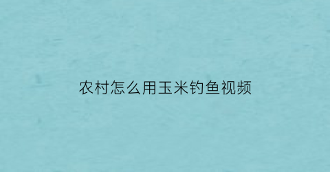 农村怎么用玉米钓鱼视频(农村怎么用玉米钓鱼视频教学)