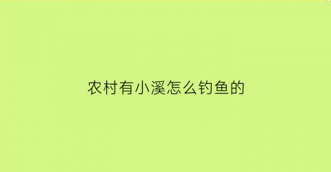 农村有小溪怎么钓鱼的(农村小溪钓鱼技巧)