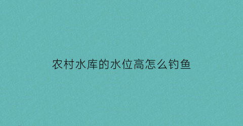 农村水库的水位高怎么钓鱼