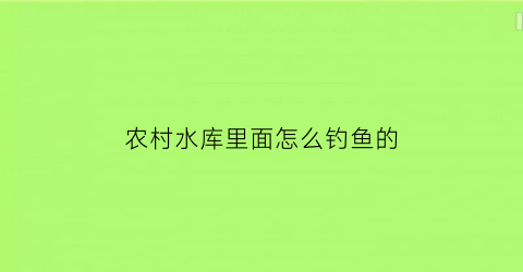 农村水库里面怎么钓鱼的(农村水库能钓鱼吗)