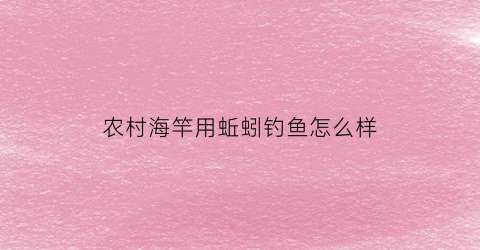 “农村海竿用蚯蚓钓鱼怎么样(海竿蚯蚓钓组)