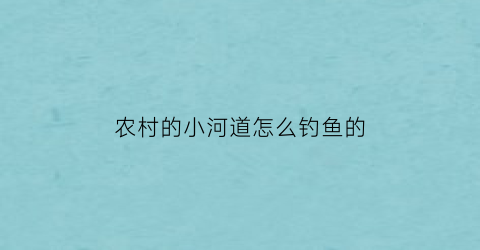 “农村的小河道怎么钓鱼的(小河道怎么选钓位)