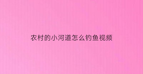 “农村的小河道怎么钓鱼视频(小河道钓鱼技巧)