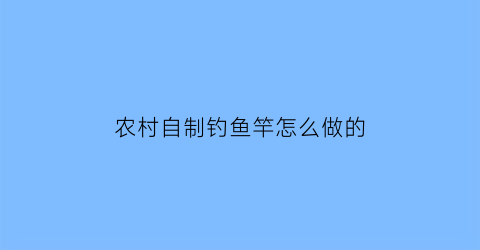 “农村自制钓鱼竿怎么做的(自己做鱼竿钓鱼的视频)