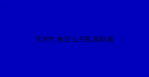 “农村钓鱼怎么拍视频好看(农村钓鱼视频野钓)