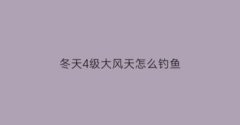 冬天4级大风天怎么钓鱼(冬天4级风适合钓鱼吗)