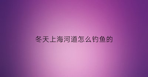 冬天上海河道怎么钓鱼的(上海冬季钓鱼用什么饵料好)