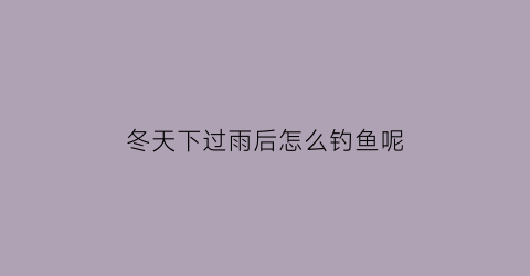 冬天下过雨后怎么钓鱼呢(冬天下过雨后怎么钓鱼呢图片)