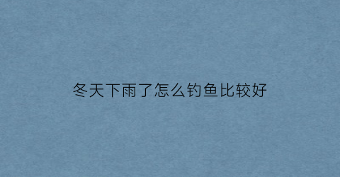 冬天下雨了怎么钓鱼比较好(冬天下雨野钓怎么钓)